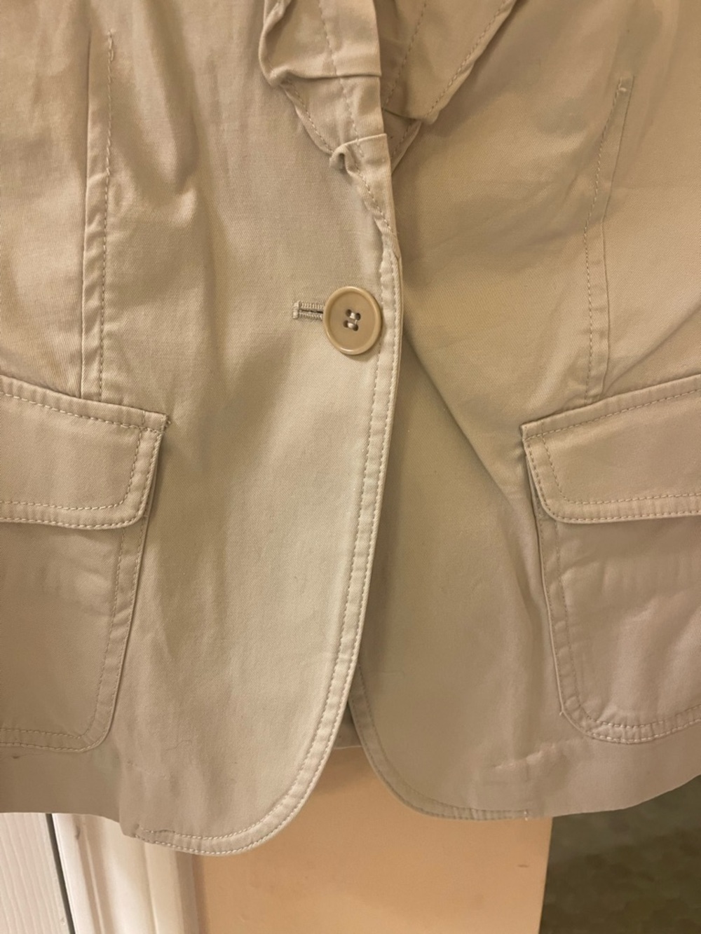 Talbots Cream Ruffle-Trim Single-Button Blazer - Picture 6 of 7